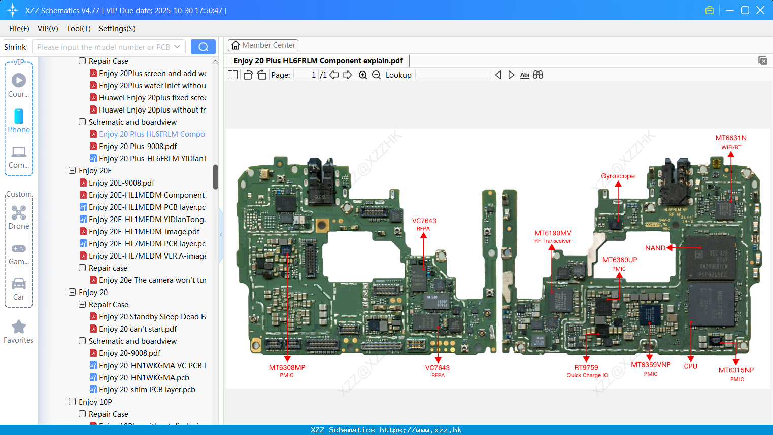Huawei Enjoy 20 Plus HL6FRLM Component Explain
